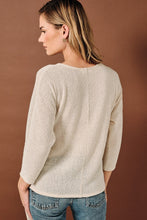 Shimmer Lurex Side Tie 3/4 Sleeve Dolman Top - Cream