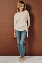 Shimmer Lurex Side Tie 3/4 Sleeve Dolman Top - Cream
