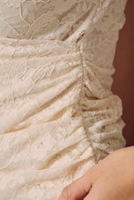Surplice V-neck Ruched Lace Long Sleeve Top - Chocolate or Natural