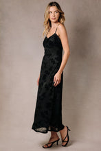 Sleeveless Lace Floral Burnout Midi Slip Dress  - Black
