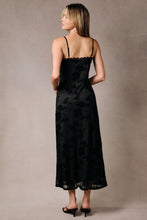 Sleeveless Lace Floral Burnout Midi Slip Dress  - Black