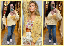 POL soft, open-knit sweater cardigan - Dandelion, Lime or Powder Blue