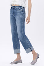 Flying Monkey High Rise Seamless Waistband Cuffed Straight Jeans - Radiantly