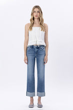 Flying Monkey High Rise Seamless Waistband Cuffed Straight Jeans - Radiantly