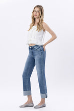 Flying Monkey High Rise Seamless Waistband Cuffed Straight Jeans - Radiantly