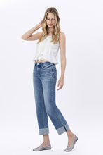 Flying Monkey High Rise Seamless Waistband Cuffed Straight Jeans - Radiantly