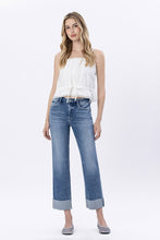 Flying Monkey High Rise Seamless Waistband Cuffed Straight Jeans - Radiantly
