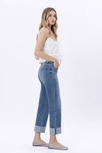Flying Monkey High Rise Seamless Waistband Cuffed Straight Jeans - Radiantly