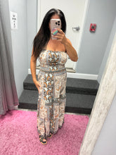 Smocked Strapless Maxi Dress With Cutout - Neutral Mix