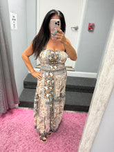 Smocked Strapless Maxi Dress With Cutout - Neutral Mix
