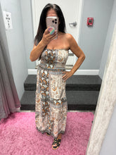 Smocked Strapless Maxi Dress With Cutout - Neutral Mix