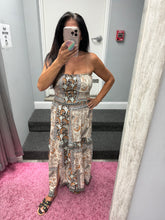 Smocked Strapless Maxi Dress With Cutout - Neutral Mix