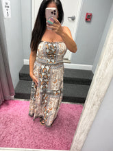 Smocked Strapless Maxi Dress With Cutout - Neutral Mix