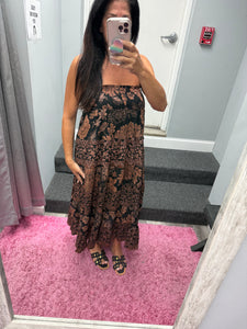 Tiered A Line Maxi Skirt - Black