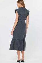 Currant Air Washed Button Down Midi Dress - Washed Black