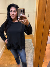 Raw Edge Fringe Hem Top - Brown, Black or Grey