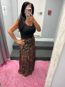 Tiered A Line Maxi Skirt - Black