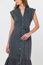 Currant Air Washed Button Down Midi Dress - Washed Black