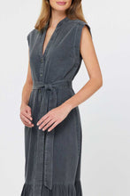 Currant Air Washed Button Down Midi Dress - Washed Black