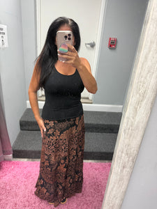 Tiered A Line Maxi Skirt - Black