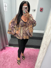 WIDE FLARE BELL SLEEVES LACE TRIM BLOUSE - ESPRESSO