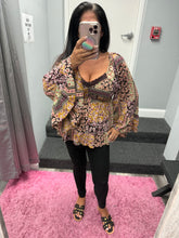 WIDE FLARE BELL SLEEVES LACE TRIM BLOUSE - ESPRESSO