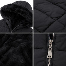 Women's Reversible Faux Fur Hooded Puffer Coat - Black