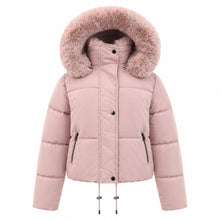 Women's Removable Faux Fur Hood Puffer Jacket - Pale Pink or Taupe