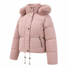 Women's Removable Faux Fur Hood Puffer Jacket - Pale Pink or Taupe