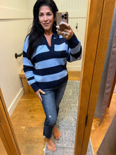 Rugby Stripe Polo Sweater - Navy