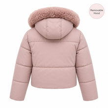 Women's Removable Faux Fur Hood Puffer Jacket - Pale Pink or Taupe