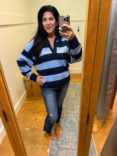 Rugby Stripe Polo Sweater - Navy