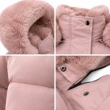 Women's Removable Faux Fur Hood Puffer Jacket - Pale Pink or Taupe