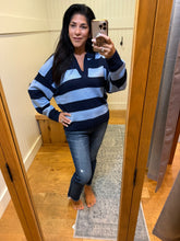 Rugby Stripe Polo Sweater - Navy