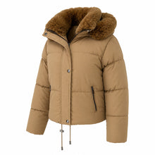 Women's Removable Faux Fur Hood Puffer Jacket - Pale Pink or Taupe