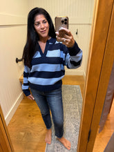 Rugby Stripe Polo Sweater - Navy