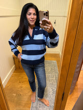 Rugby Stripe Polo Sweater - Navy
