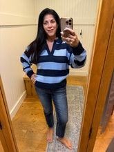 Rugby Stripe Polo Sweater - Navy
