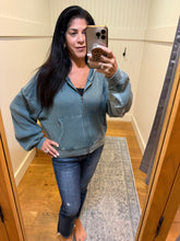 Acid Wash Waffle Knit Zip-up Hoodie - Assorted Colors