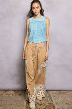 POL round neck, sleeveless, cropped fit top in rib with panel detail pointed solid pattern - Stone Black or Powder Blue