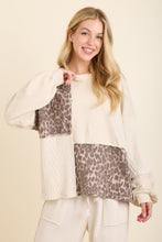 Mineral Washed Animal Knit Sweater Patched Block Sweatshirt - Natural or Ash Oak