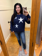 Star Crew Neck Sweater - Navy or Heather Grey