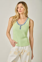 Henley Neck Washed Tank Top - Mystree