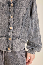 Mineral Washed Love The Texture Knitted Cardigan Sweater - Ashed Black
