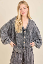 Mineral Washed Love The Texture Knitted Cardigan Sweater - Ashed Black