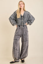 Mineral Washed Love The Texture Knitted Cardigan Sweater - Ashed Black