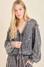 Mineral Washed Love The Texture Knitted Cardigan Sweater - Ashed Black