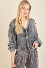 Mineral Washed Love The Texture Knitted Cardigan Sweater - Ashed Black