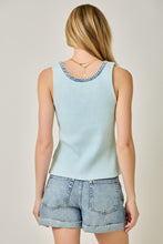 Henley Neck Washed Tank Top - Mystree
