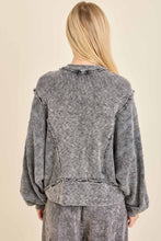 Mineral Washed Love The Texture Knitted Cardigan Sweater - Ashed Black